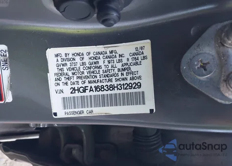 2008 Honda Civic Ex z USA, uszkodzony, nr VIN 2HGFA16838H312929